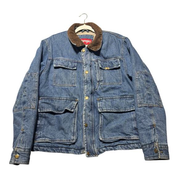 Wrangler Other - Wrangler Barn Jean Jacket Mens Large Sherpa Lined Corduroy Vintage 90s Chores